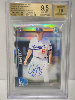 Corey Seager 2016 Bowman Chrome Rookie Refractor Auto #130/499 BGS 9.5 Auto 10