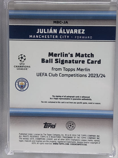 Julian Alvarez 2023 Topps Merlin Red Refractor Match Ball Auto #5/5