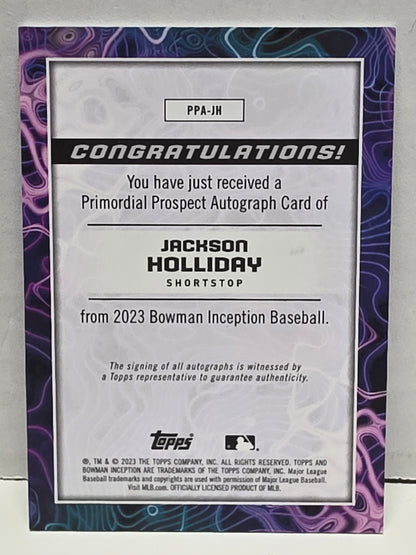 Jackson Holliday 2023 Bowman Inception Autograph #23/75