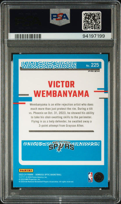 Victor Wembanyama 2023 Donruss Optic Rookie #225 Holo PSA 10 Gem Mint
