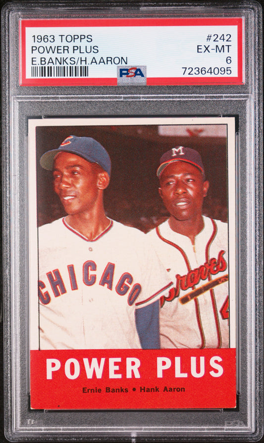 Ernie Banks + Hank Aaron 1963 Topps #242 Power Plus PSA 6 Ex-Mint 4095
