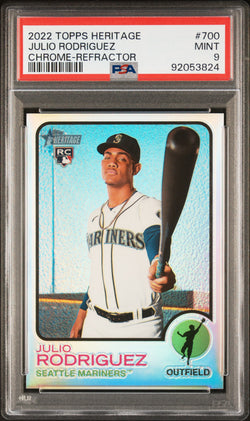 Julio Rodriguez 2022 Topps Heritage Chrome Refractor #700 #624/673 PSA 9 Mint