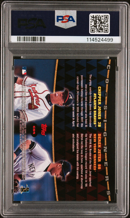 Derek Jeter/Chipper Jones 1999 Topps Stadium Club Co-Signers Auto PSA 8 Auto 10