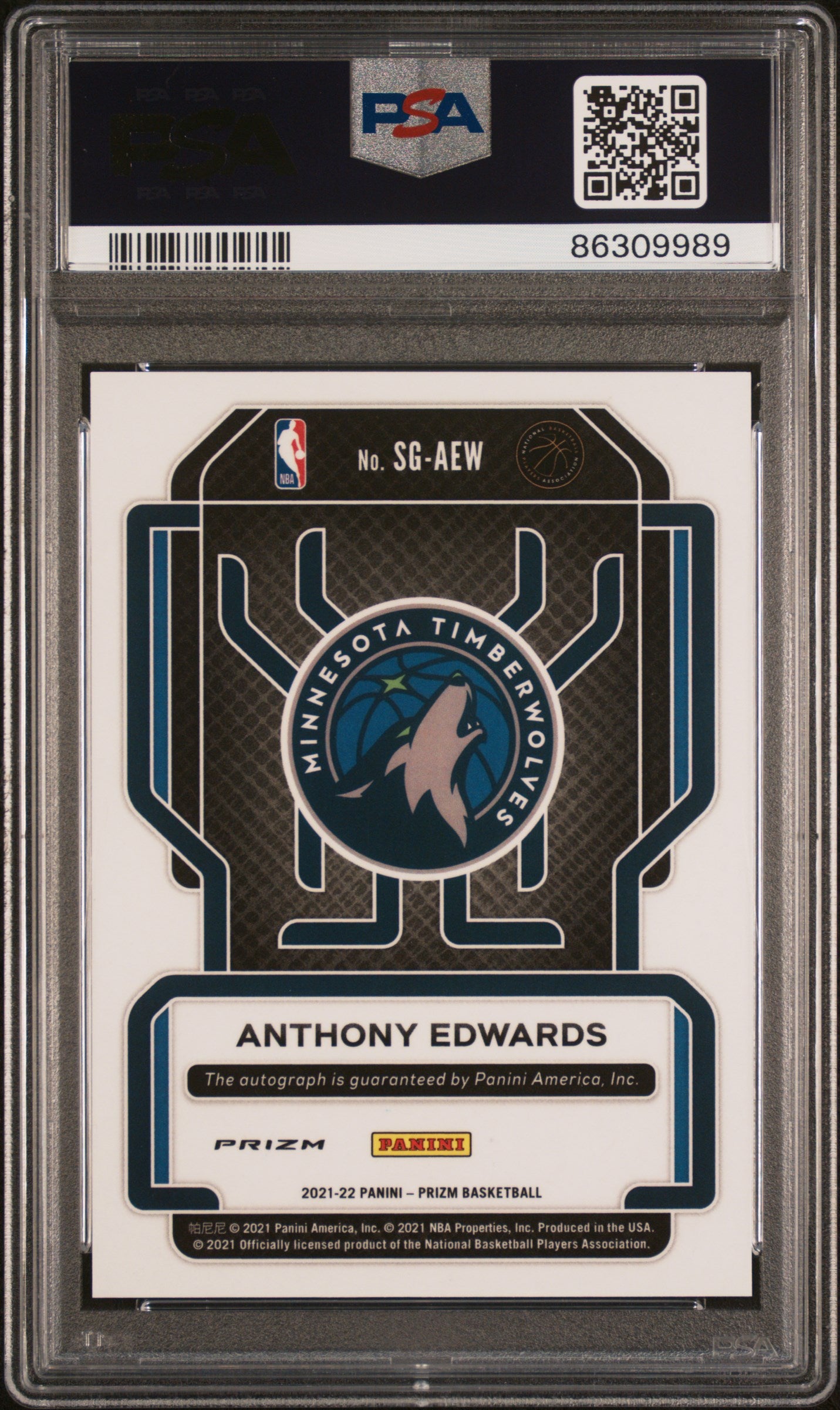 Anthony Edwards 2021 Panini Prizm Choice Signatures Auto PSA 9 Mint