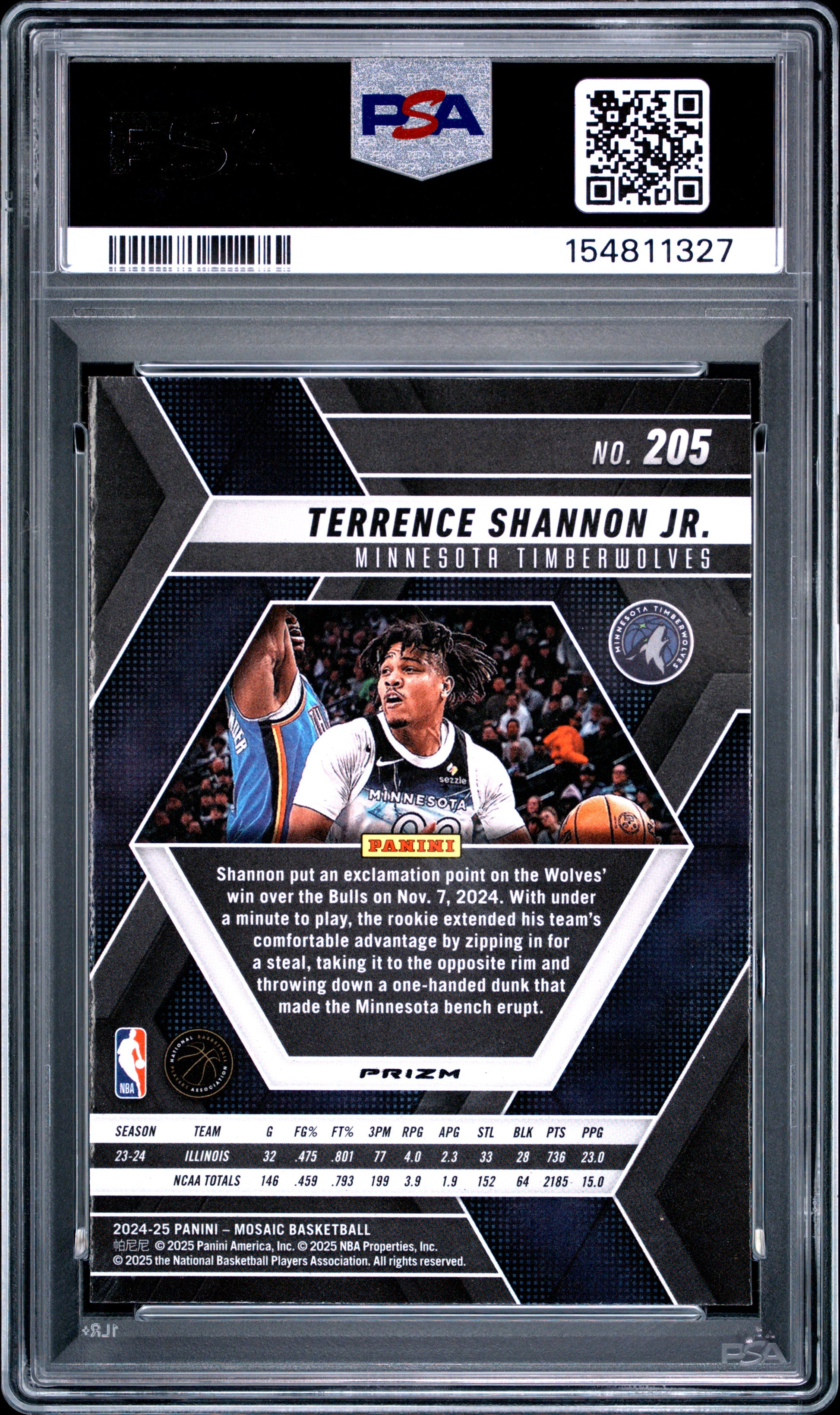 Terrance Shannon Jr. 2024 Panini Mosaic Rookie #205 PSA 10 Gem Mint