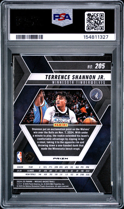 Terrance Shannon Jr. 2024 Panini Mosaic Rookie #205 PSA 10 Gem Mint