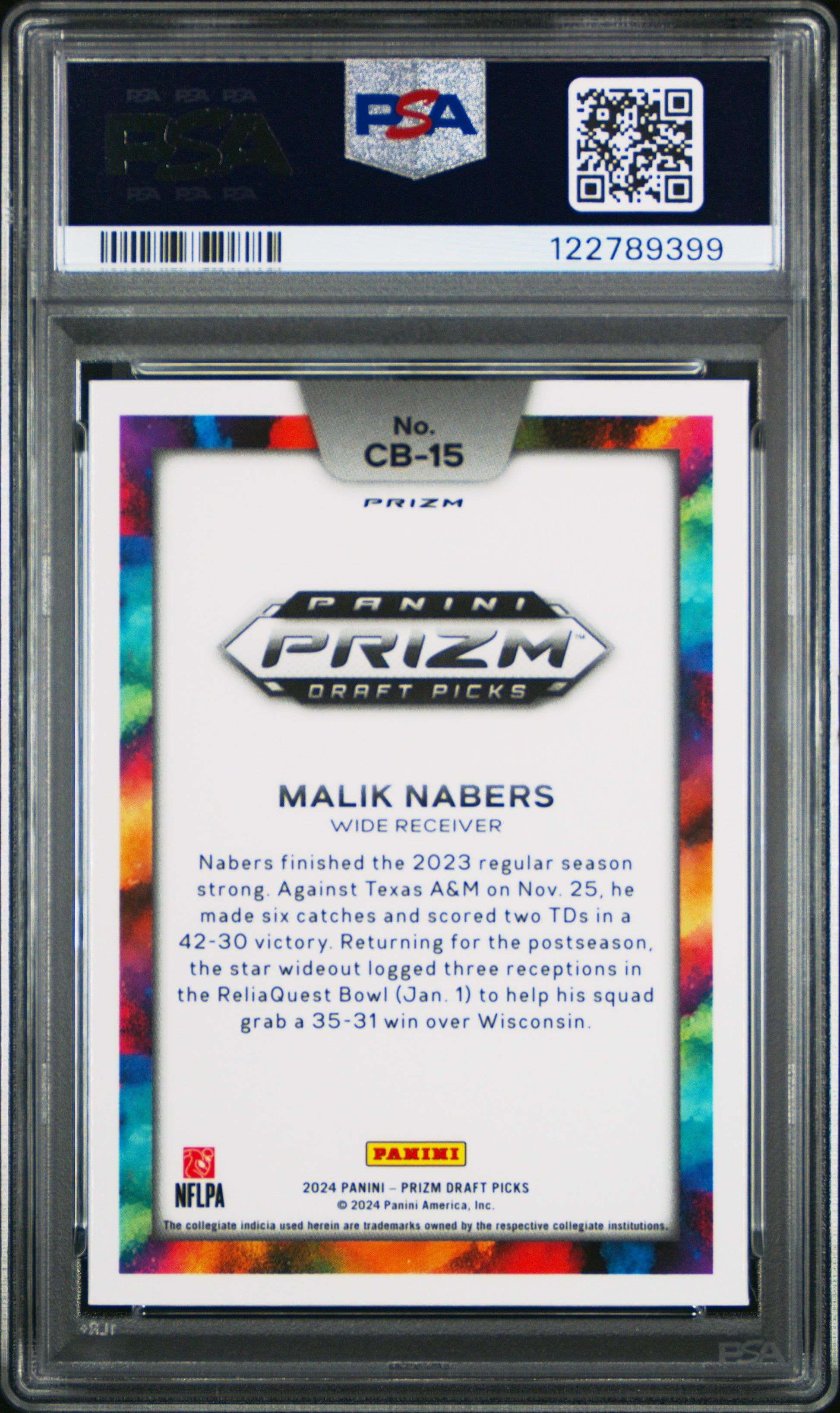 Malik Nabers 2024 Panini PRizm Draft Picks Black Color Blast PSA 10 Gem Mint