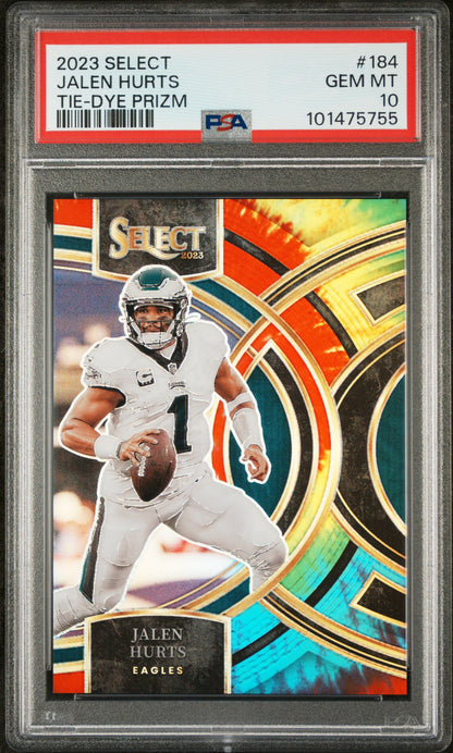 Jalen Hurts 2023 Panini Select #184 Tie-Dye Prizm #19/25 PSA 10 Gem Mint