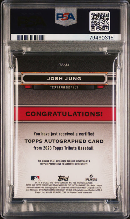 Josh Jung 2023 TOpps Tribute Green Autograph #47/99 PSA 10 Auto 10