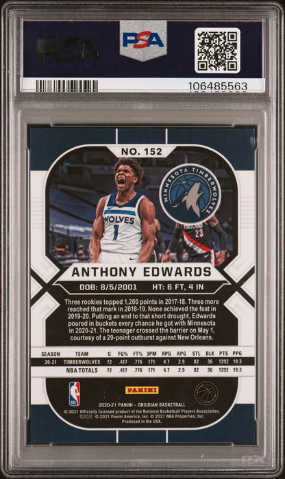 Anthony Edwards 2020 Panini Obsidian Electric Etch Asia Rookie #152 PSA 9 Mint