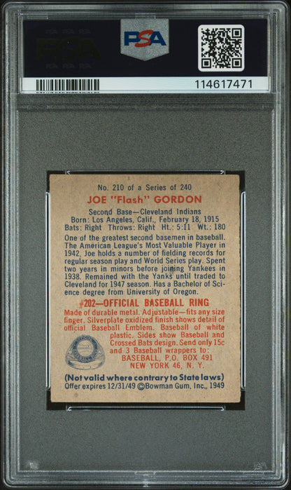 Joe Gordon 1949 Bowman #210 PSA 4 Vg-Ex