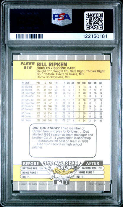 Bill Ripken 1989 Fleer #616 FF Error PSA 9 Mint 0181