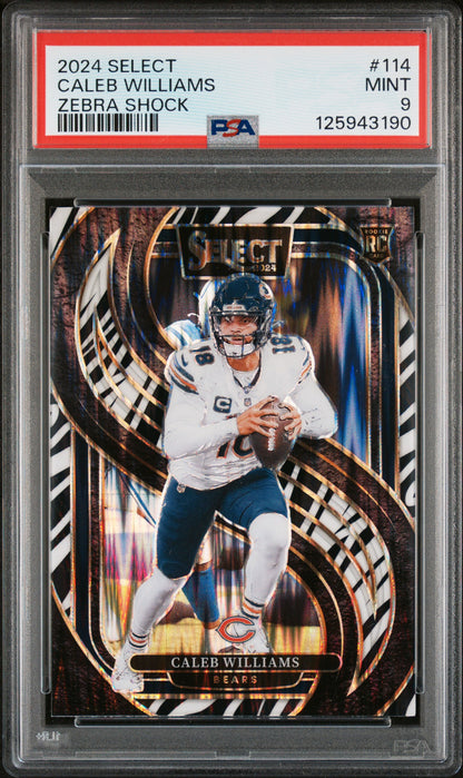 Caleb Williams 2024 Panini Select Rookie #114 Zebra Shock PSA 9 Mint