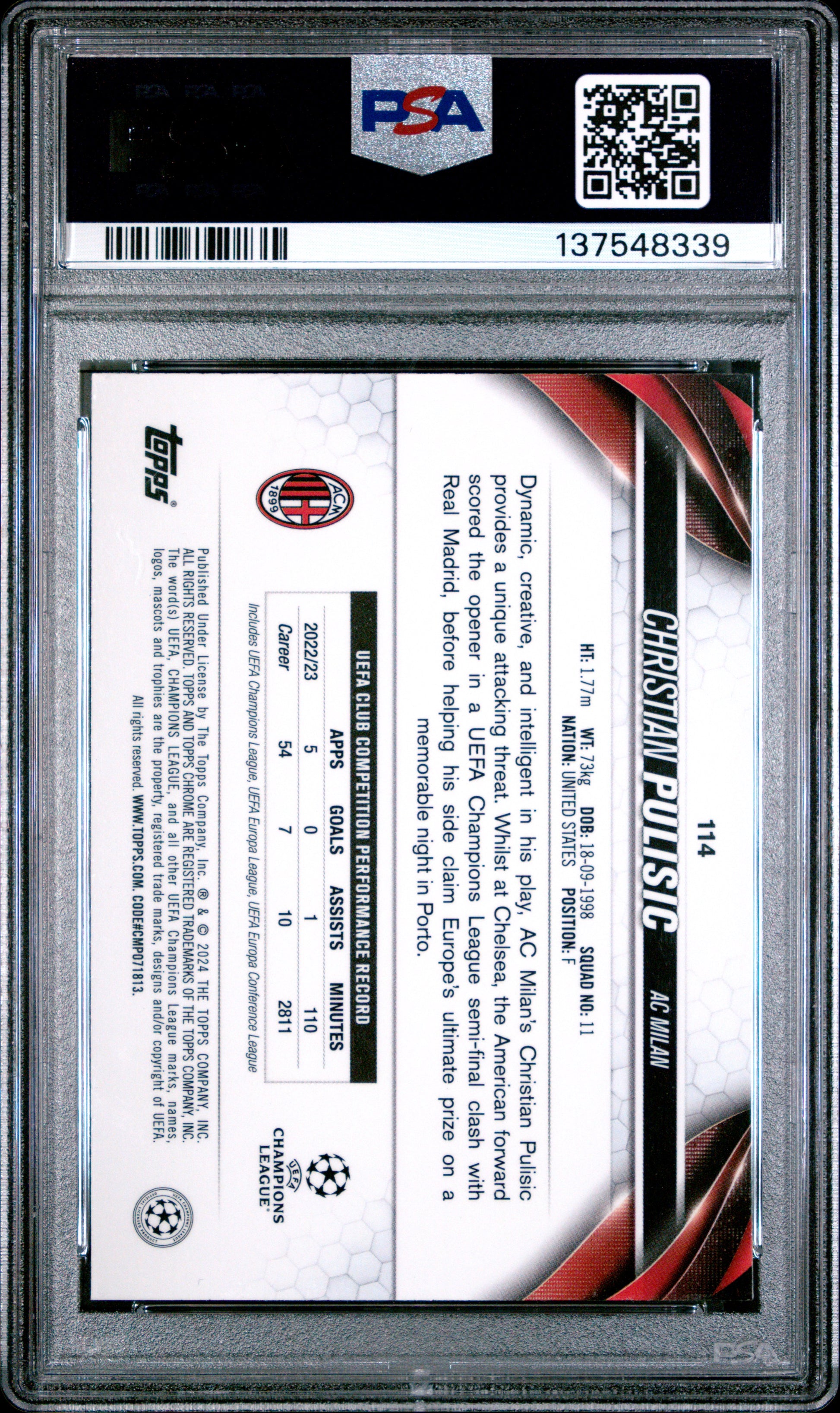 Christian Pulisoc 2023 Topps Chrome UCC Gold Geometric Refractor #37/50 PSA 10 Gem Mint