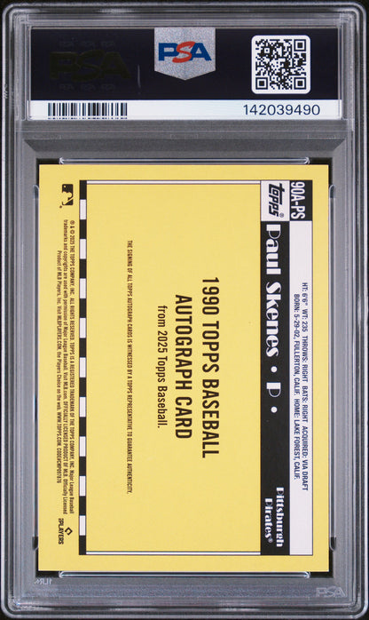 Paul Skenes 2025 Topps 1990 Topps Autographs PSA 9 Mint 10 Auto