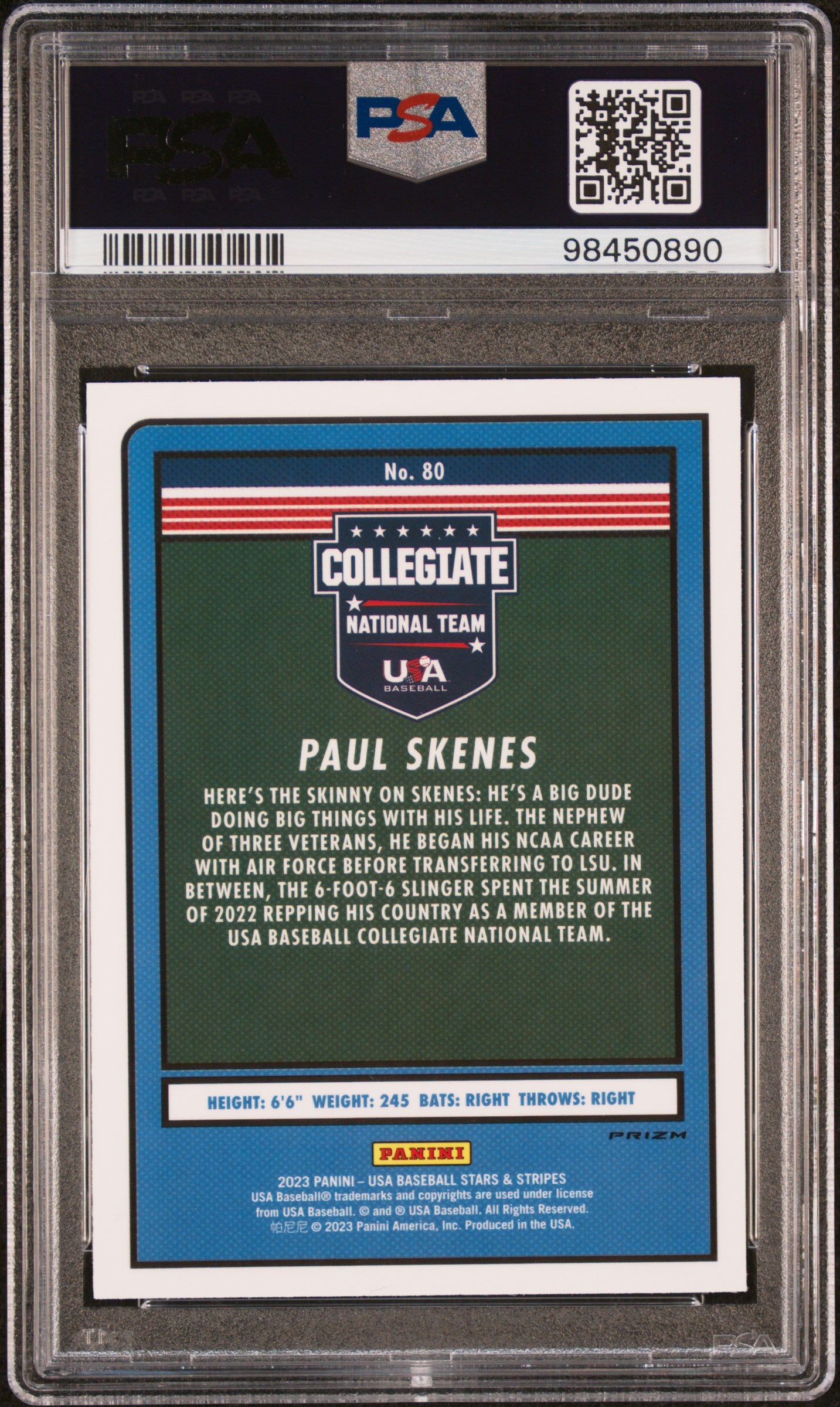 Paul Skenes 2023 Panini Stars and Stripes #80 Stars PSA 10 Gem Mint
