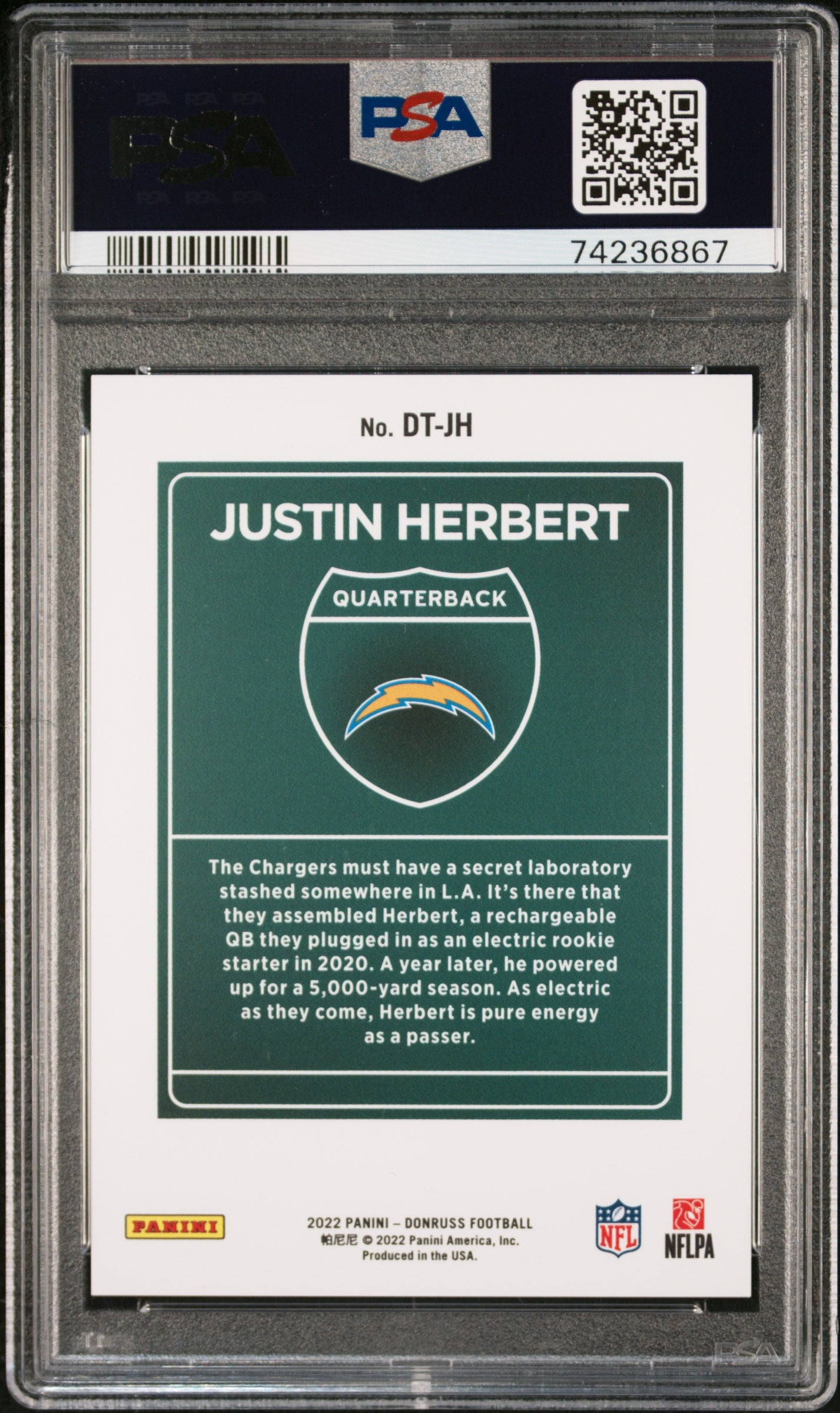 Justin Herbert 2022 Donruss Downtwon PSA 10 Gem Mint