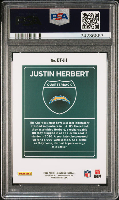 Justin Herbert 2022 Donruss Downtwon PSA 10 Gem Mint