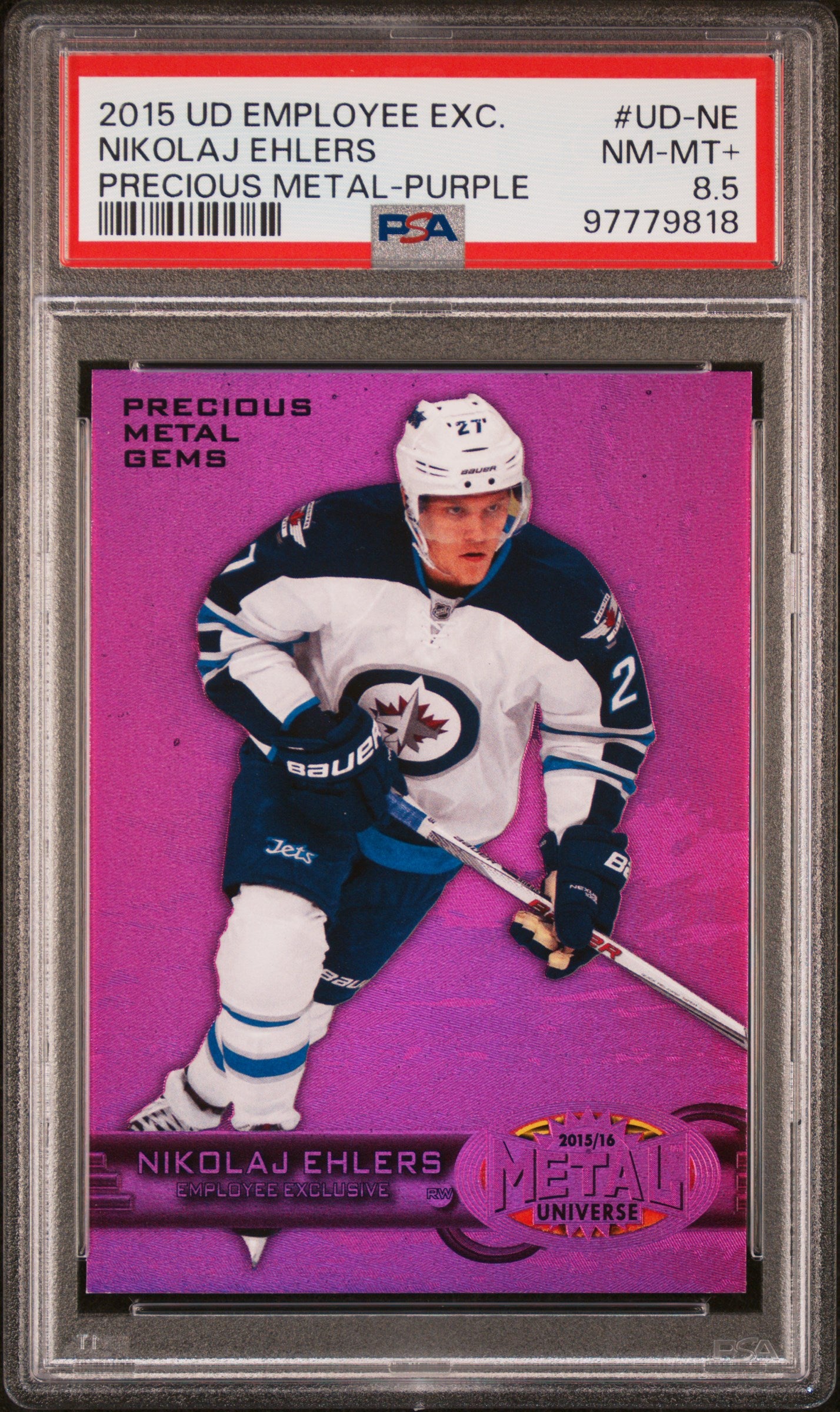 Nikolaj Ehlers 2015 Upper Deck Employee Precious Metal Gems Purple #106/175 PSA 8.5 Nm-Mint+