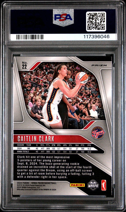 Caitlin Clark 2024 Panini Prizm WNBA #22 Orange Ice PSA 10 Gem Mint