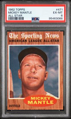 Mickey Mantle 1962 Topps All Star #471 PSA 6 Ex-Mint 3066