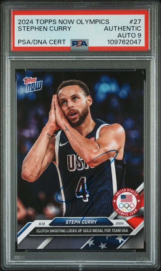 Steph Curry 2024 Topps Now Olympics #27 Auto PSA Auth Auto 9