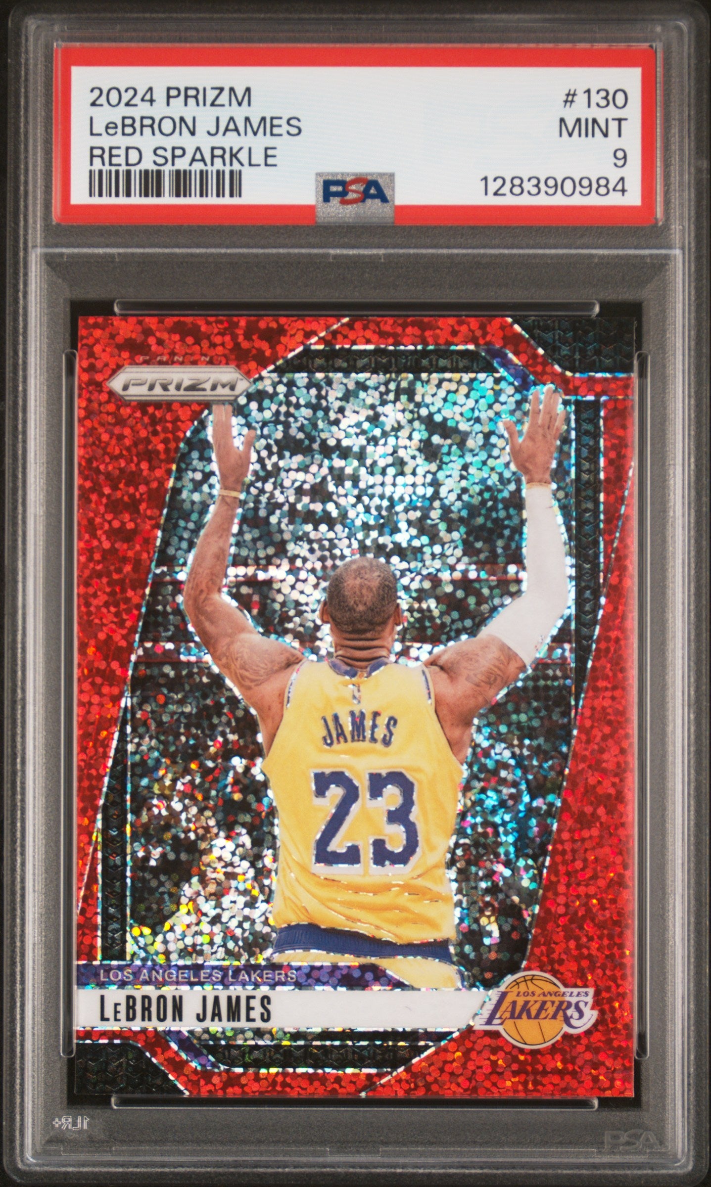 Lebron James 2024 Panini Prizm #130 Red Sparkle PSA 9 Mint