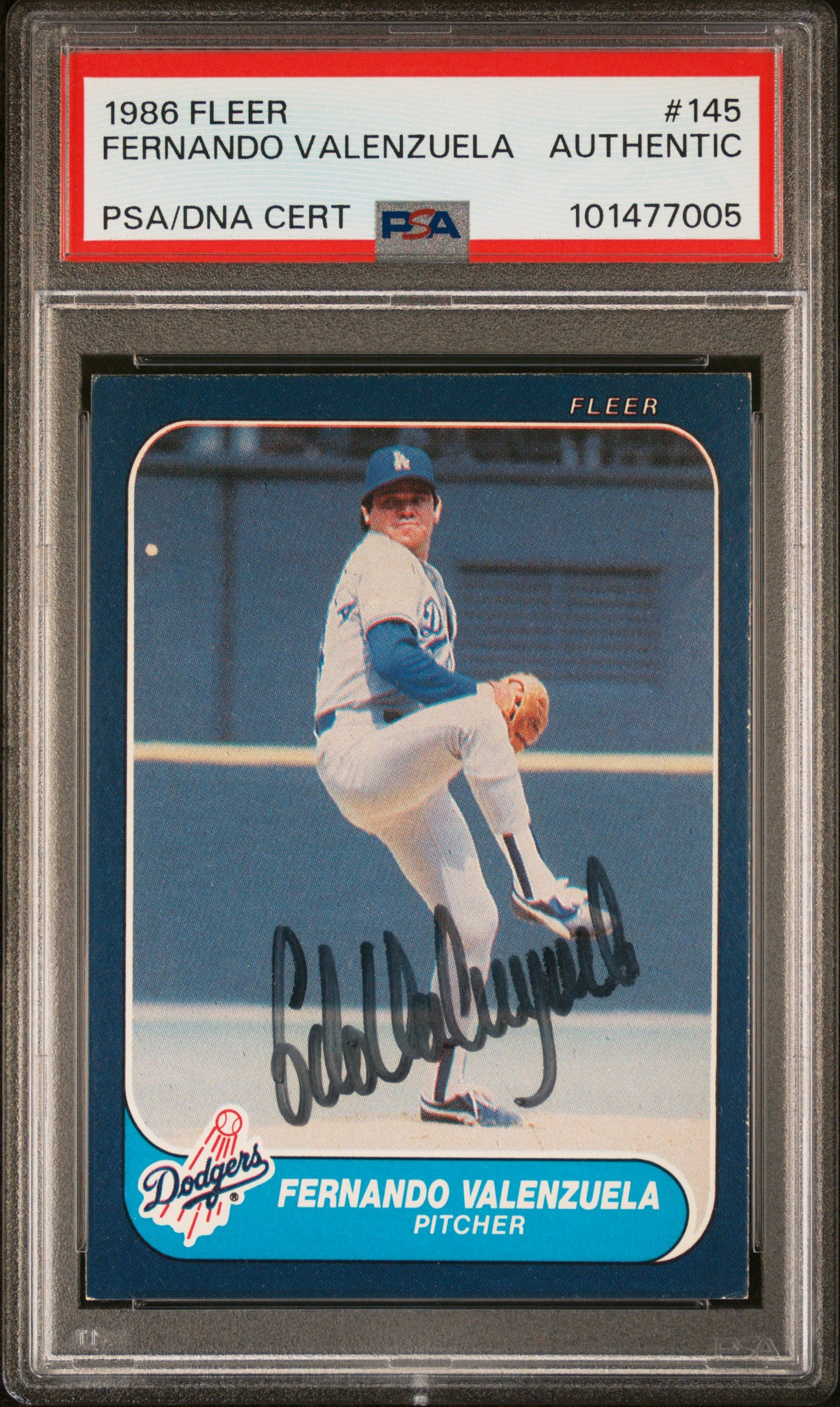 Fernando Valenzuela 1986 Fleer #145 Autograph PSA Auth