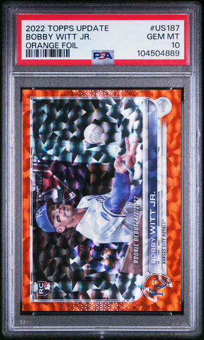 Bobby Witt Jr. 2022 Topps Update #US187 Orange Foil #15/299 PSA 10 Gem Mint