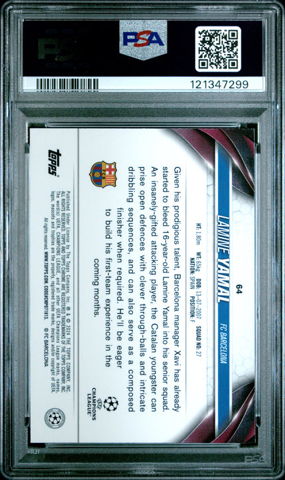 Lamine Yamal 2023 Topps Chrome UCC Rookie #64 PSA 10 Gem Mint