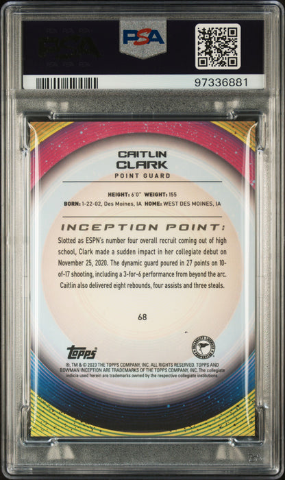 Caitlin Clark 2022 Bowman U Inception #68 PSA 10 Gem Mint
