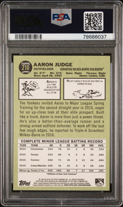 Aaron Judge 2016 Topps Heritage Minor League #210 PSA 10 Gem Mint 6037