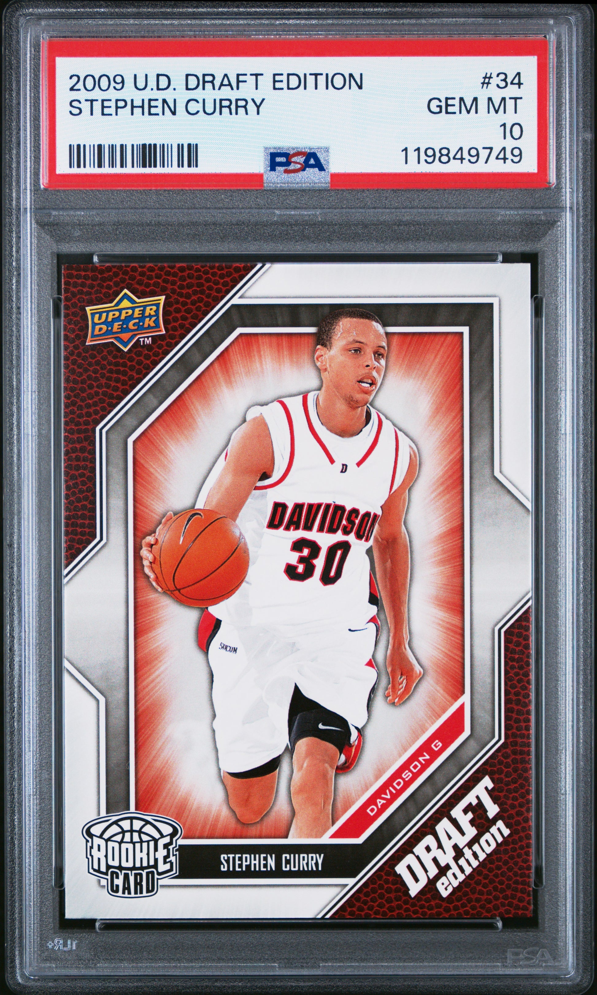 Steph Curry 2009 Upper Deck Draft Edition Rookie #34 PSA 10 Gem Mint