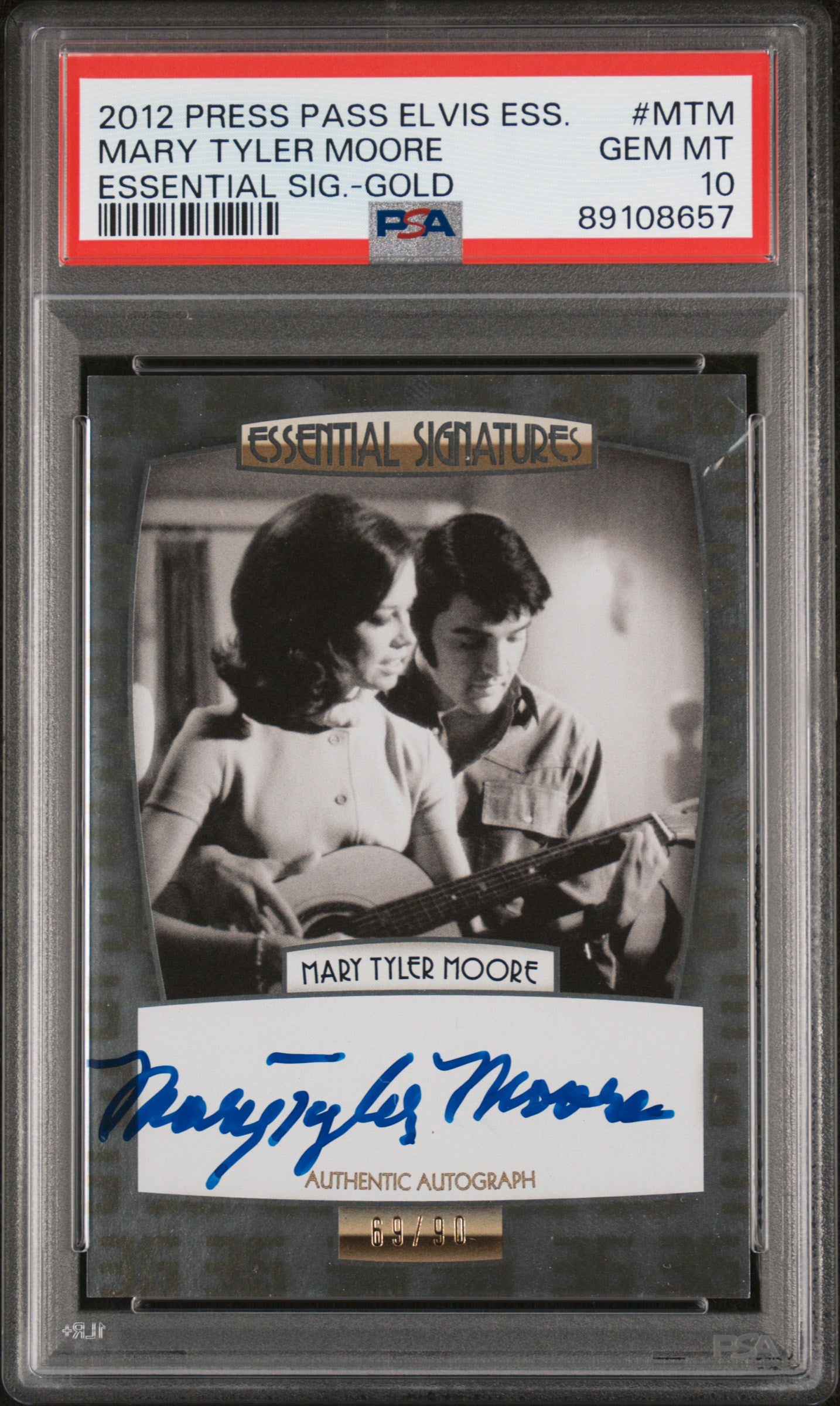 Mary Tyler Moore 2012 Press Pass Elvis Essentail Autograph Gold #69/90 PSA 10 Gem Mint