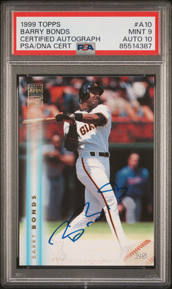 Barry Bonds 1999 Topps Autograph #A10 PSA 9 Auto 10