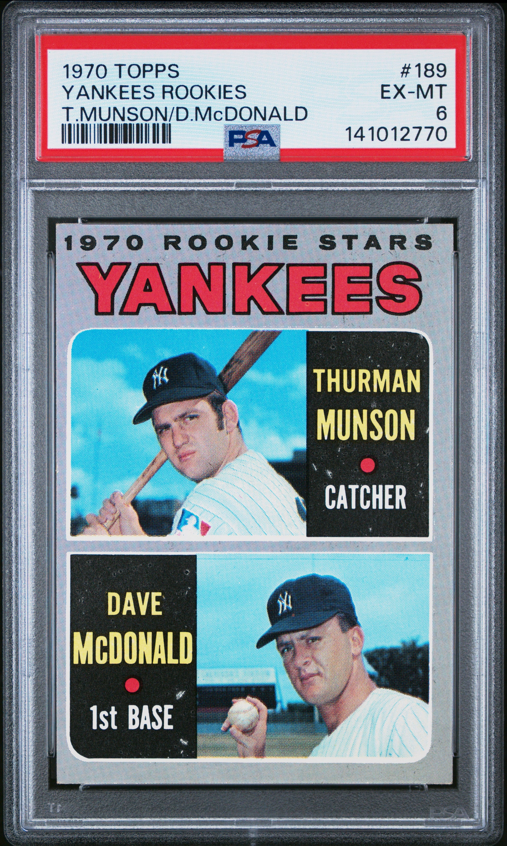 Thurman Munson 1970 Topps Rookie #189 PSA 6 Ex-Mint 2770