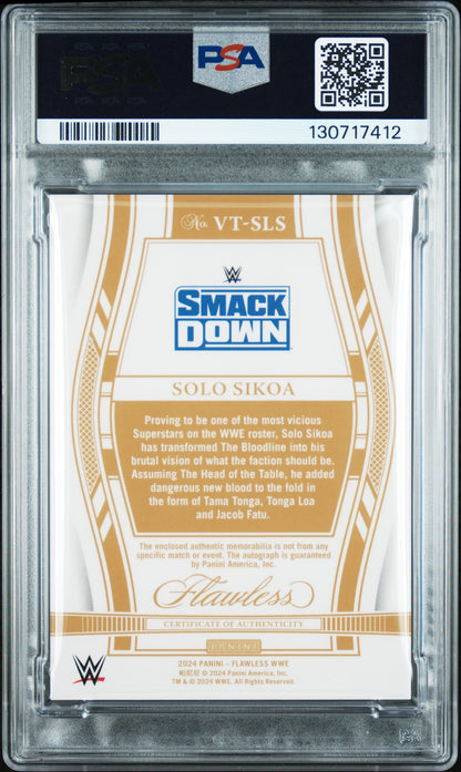 Solo Sikoa 2024 Panini Flawless WWE Patch Auto #17/25 PSA 8 Nm-Mint