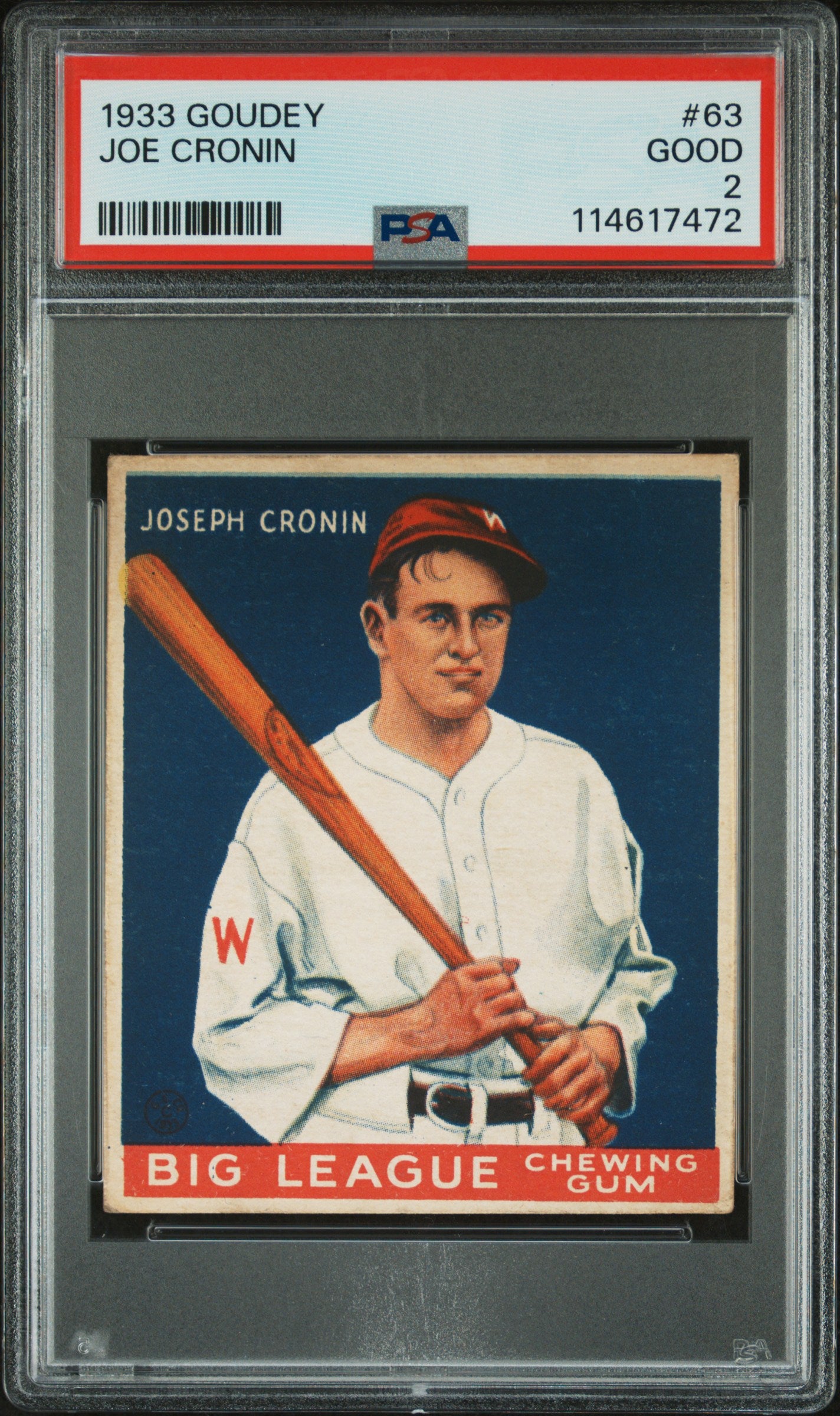 Joe Cronin 1933 Goudey #63 PSA 2 Good