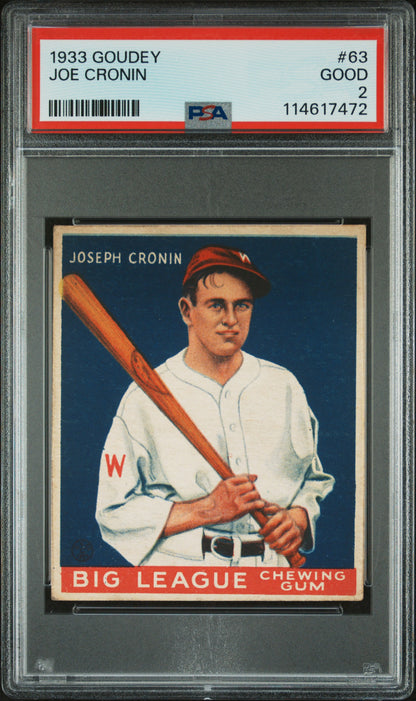 Joe Cronin 1933 Goudey #63 PSA 2 Good