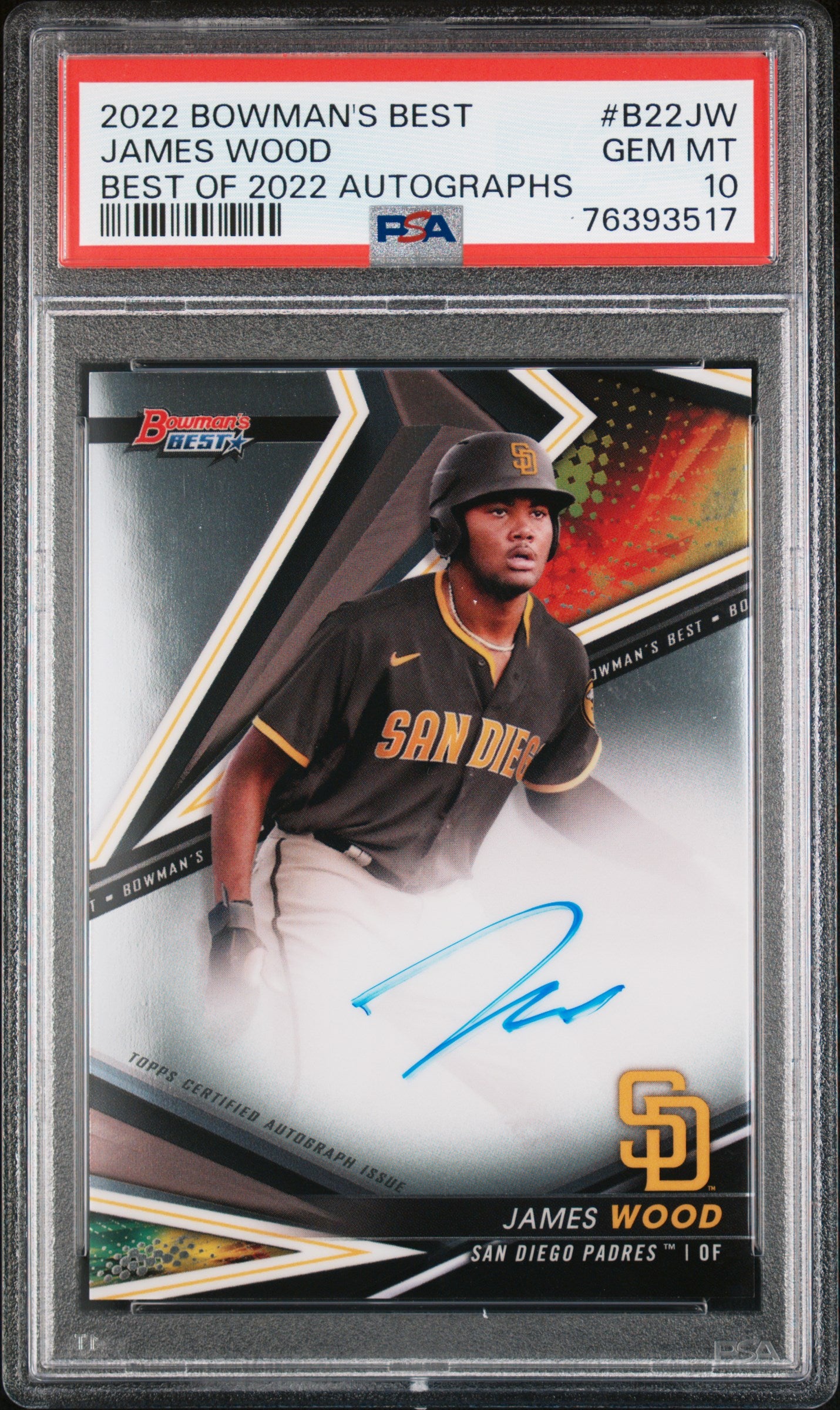 James Wood 2022 Bowmans Best Auto PSA 10 Gem Mint