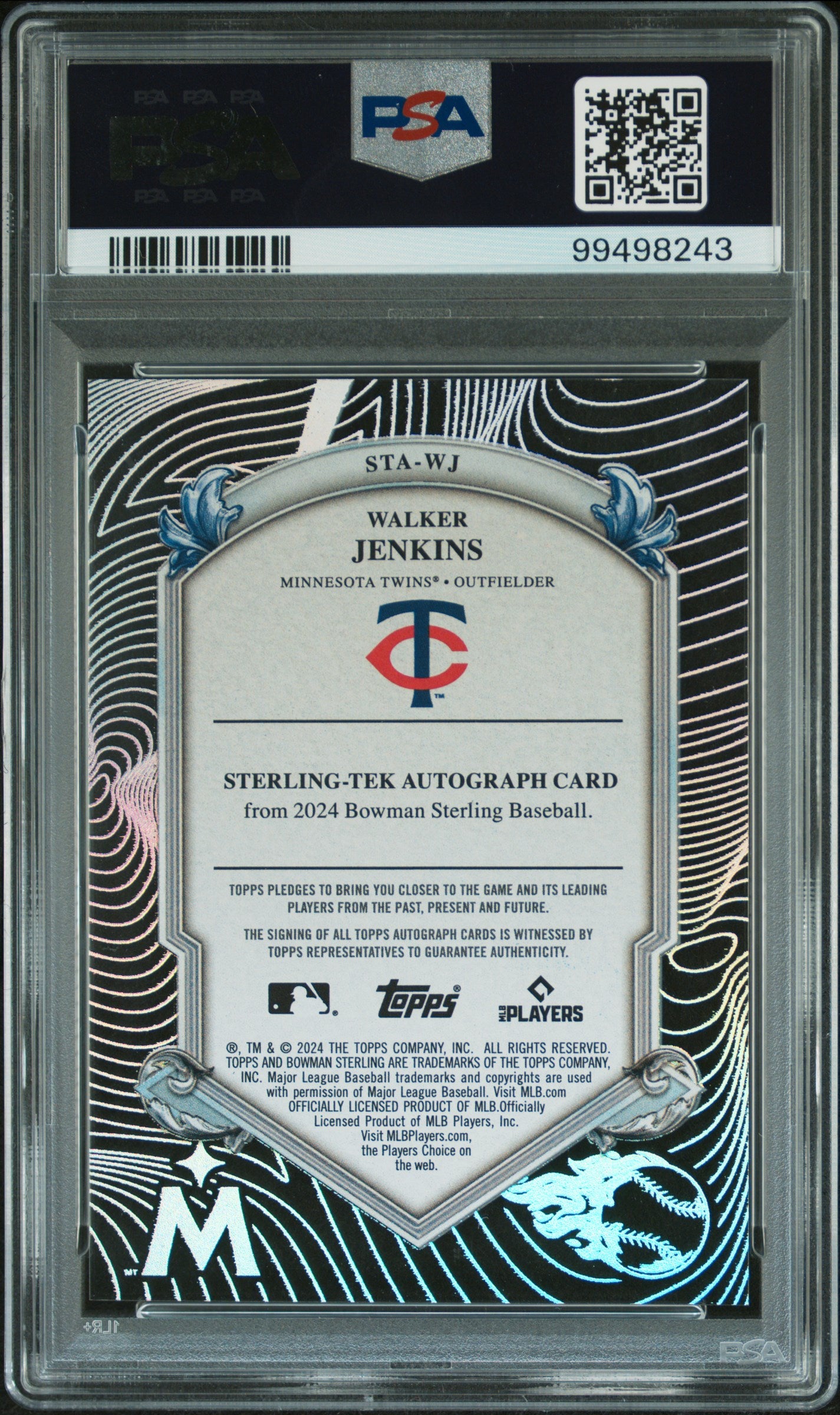 Walker Jenkins 2024 Bowman Sterling Tek Auto #43/50 PSA 9 Mint