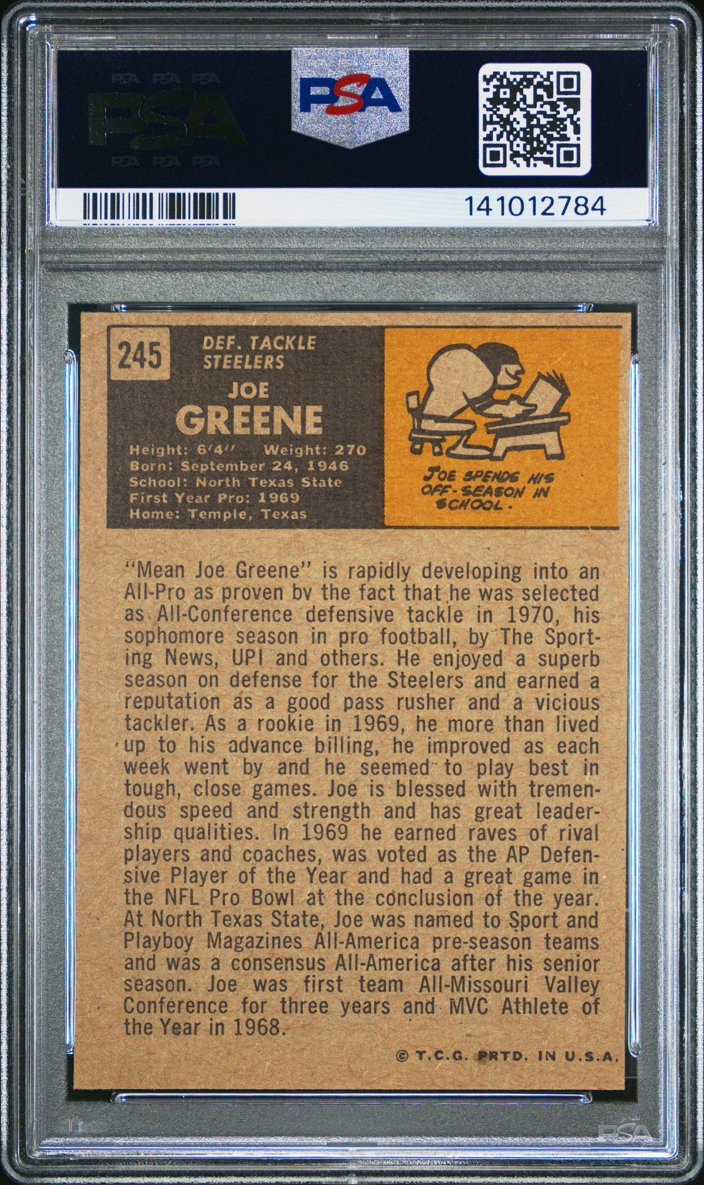 Joe Greene 1971 Topps Rookie #245 PSA Authentic 2784