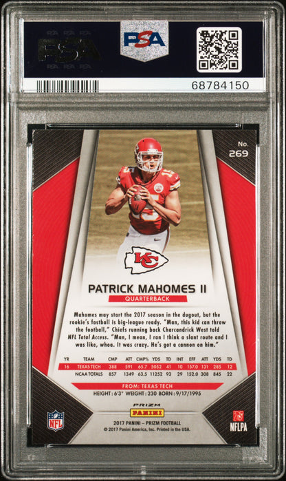 Patrick Mahomes 2017 Panini Prizm Rookie #269 PSA 9 Mint 4150
