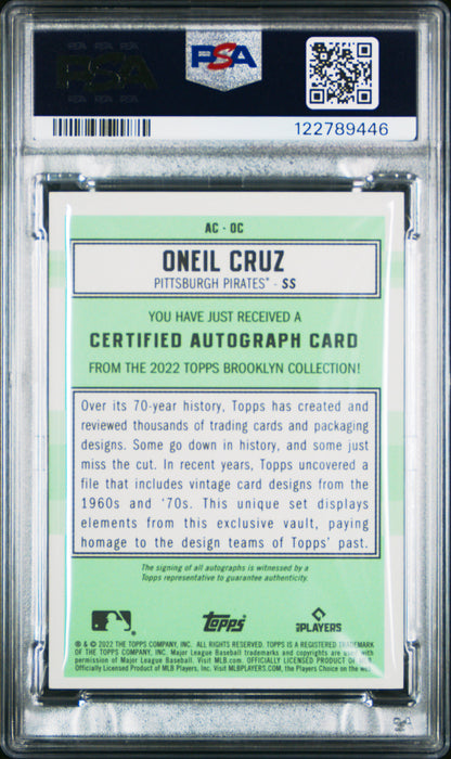 O'Neil Cruz 2022 Topps Brooklyn Collection Rookie Black Auto #38/75 PSA 10 Gem Mint