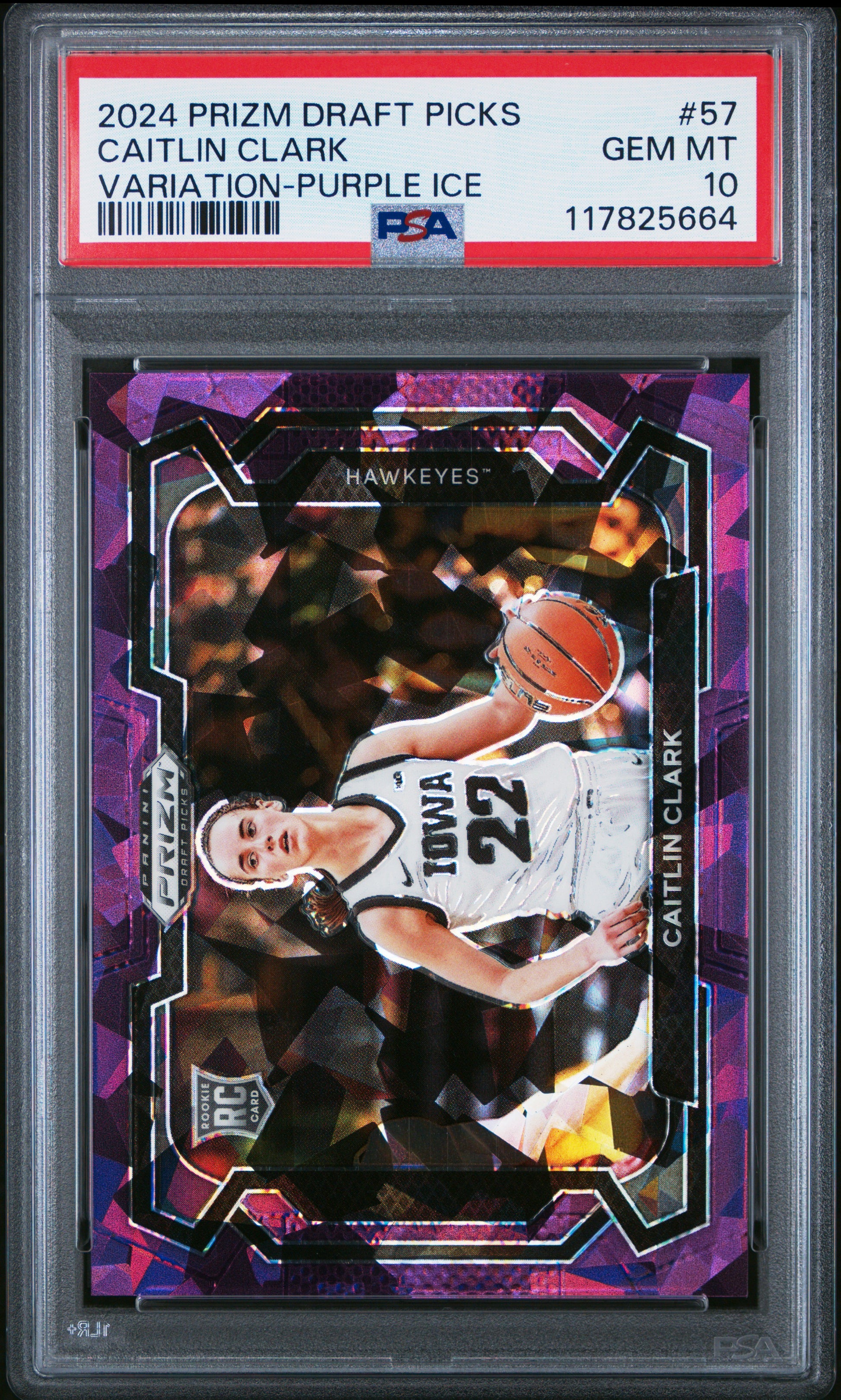 Caitlin Clark 2024 Panini Prizm Draft Campus Legend Purple Ice #37/149 PSA 10 Gem Mint