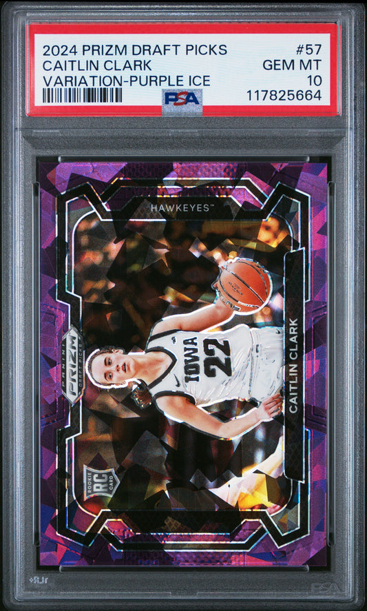 Caitlin Clark 2024 Panini Prizm Draft Campus Legend Purple Ice #37/149 PSA 10 Gem Mint