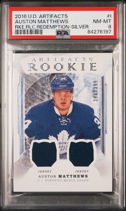 Auston Matthews 2016 Upper Deck Artifacts Relic Redemption #346/399 PSA 8 Nm-Mint