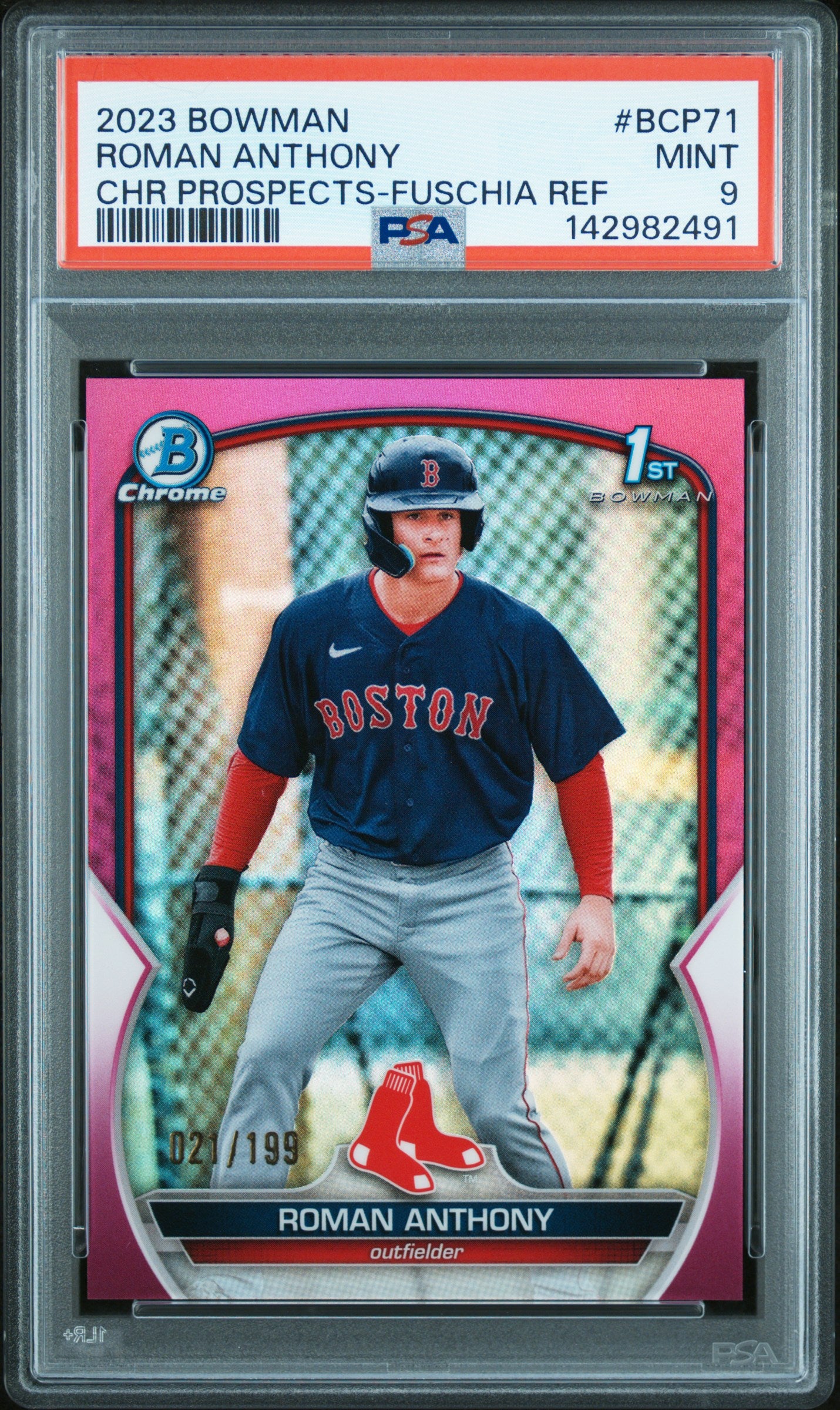 Roman Anthony 2023 Bowman Chrome Fuschia Refractor PSA 9 Mint