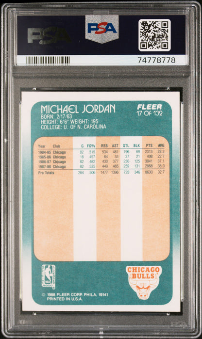 Michael Jordan 1988 Fleer #17 PSA 9 Mint