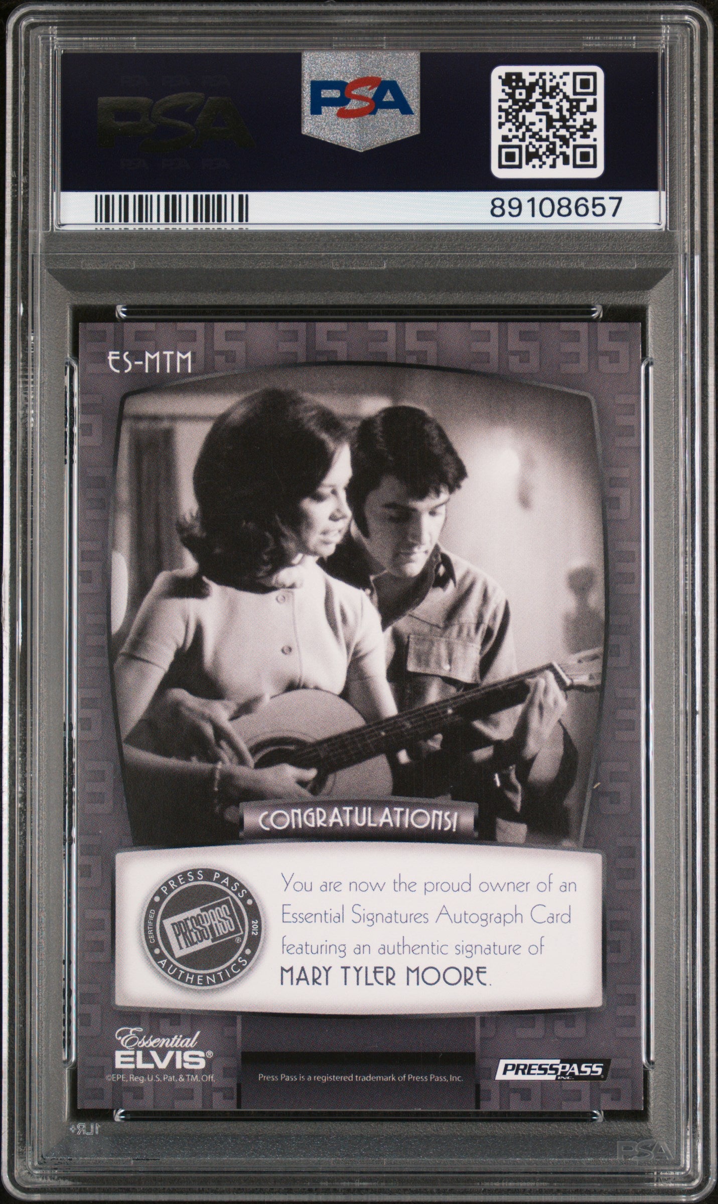 Mary Tyler Moore 2012 Press Pass Elvis Essentail Autograph Gold #69/90 PSA 10 Gem Mint